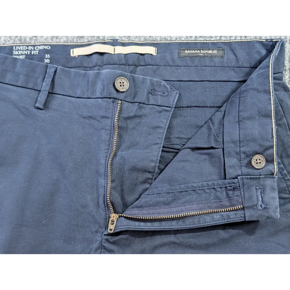 Banana Republic Lived In Chino Pants‎ Mens 33x30 Blue Skinny Fit Office Casual